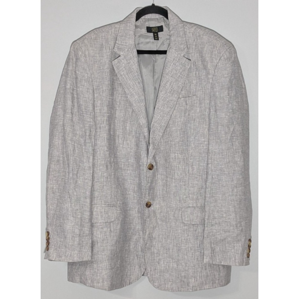 Club Room Luxury Mens Light Gray 100% Linen Blazer Summer Beach Fun Size XXL